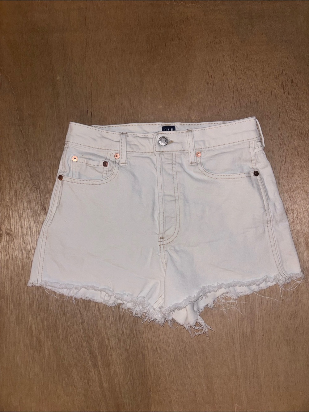 GAP Denim Cheeky Shorts Womens 4/27 White High Rise Frayed Cutoff Y2K